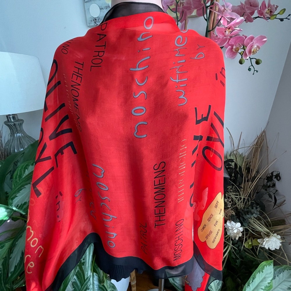 Moschino Olive Oyl Design Silk Wrap Shawl.